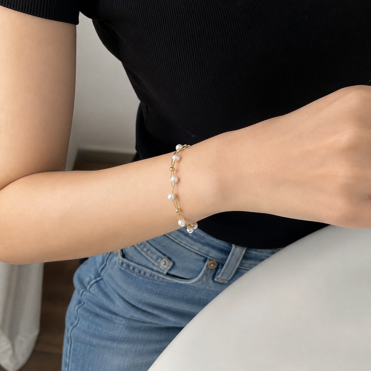 Pulsera de perlas elegante