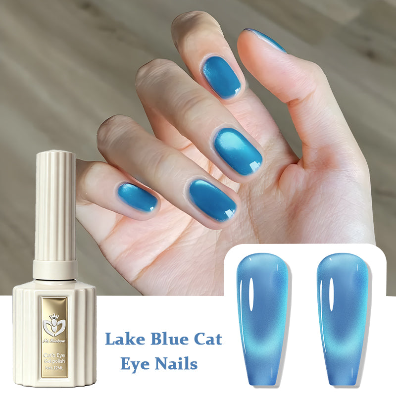 Esmalte de uñas gel efecto ojo de gato azul