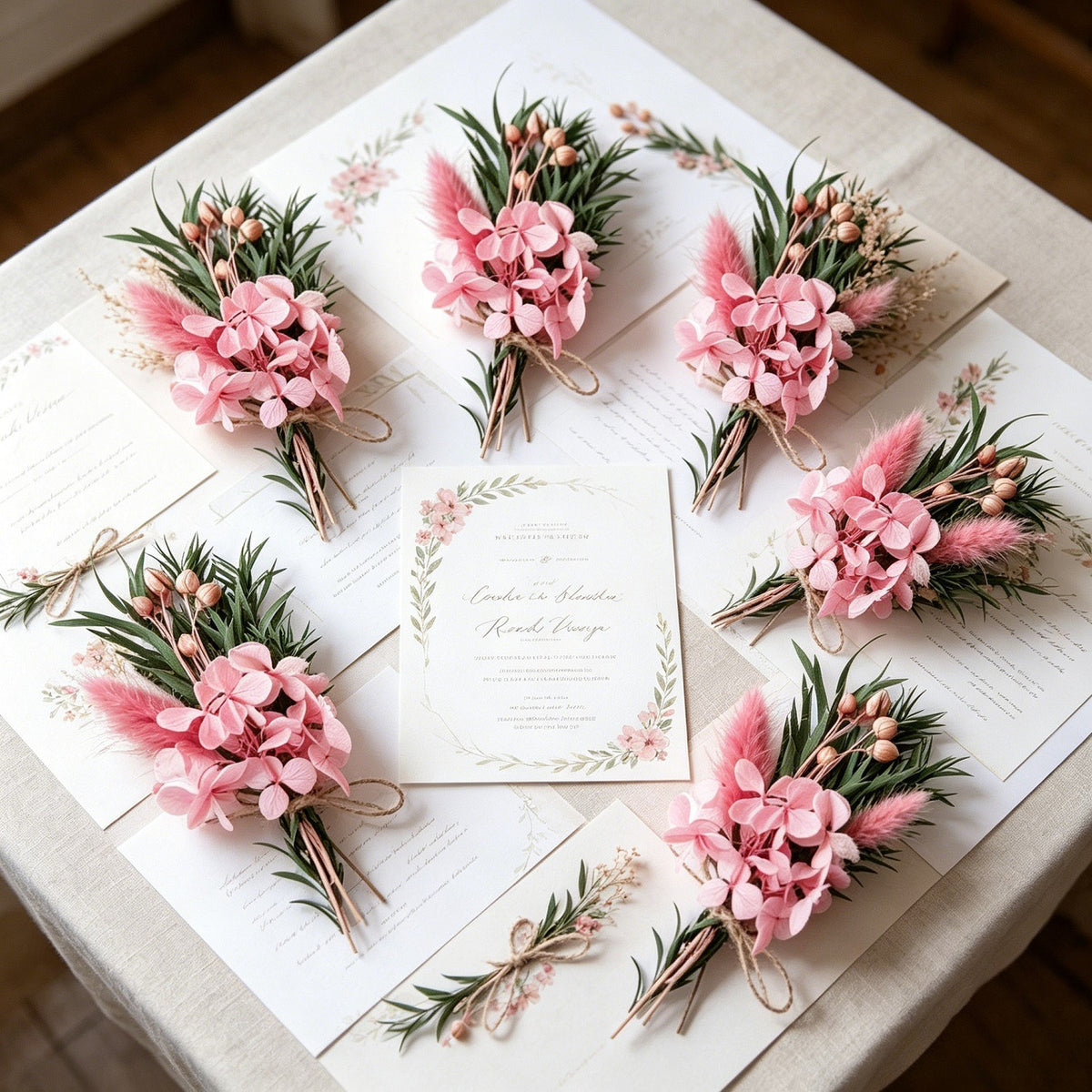 Set de 6 flores secas rosas