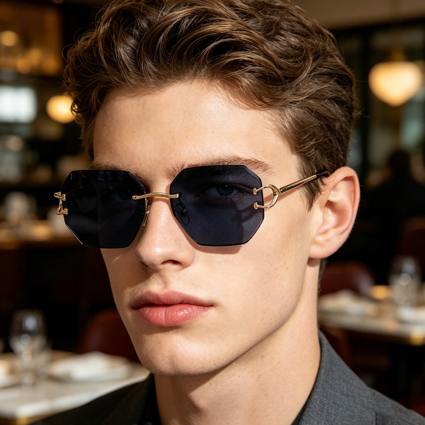 Gafas de sol retro sin montura para hombre