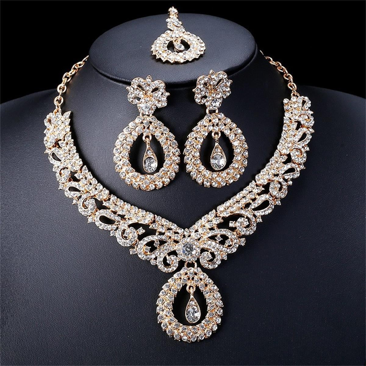 Set de collar y aretes de cristal para boda