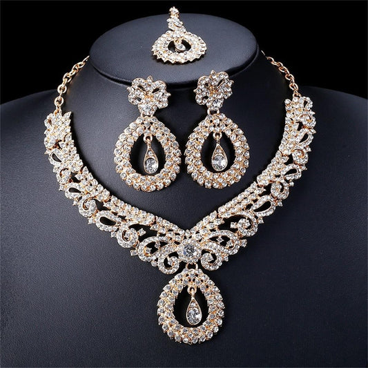 Set de collar y aretes de cristal para boda