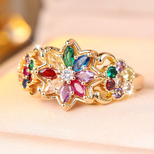 Anillo Floral Tridimensional Multicolor