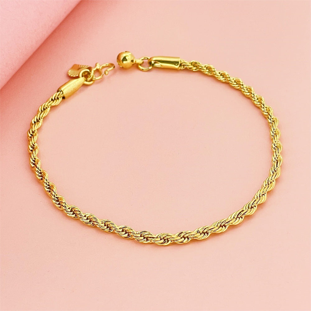 Pulsera Dorada 24K Trenzada 3mm