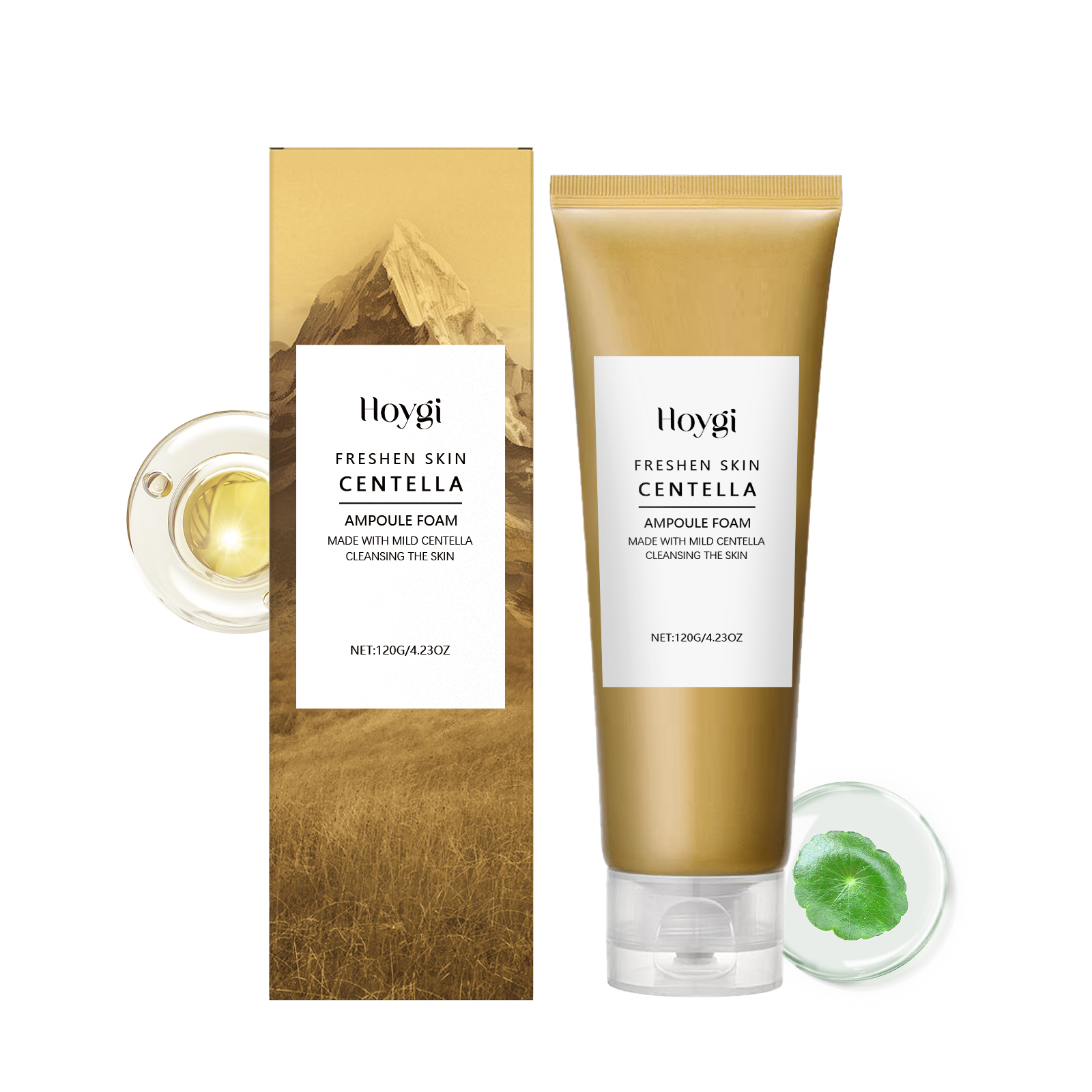 Hoygi Centella Asiatica Ampoule Foam Facial Cleanser, Gentle Hydrating Soothing Pore Cleansing Face Wash