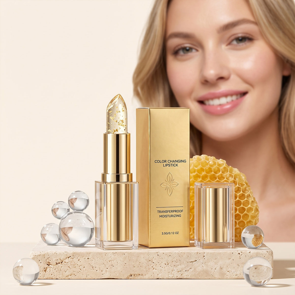 Bálsamo labial hidratante con cambio de color