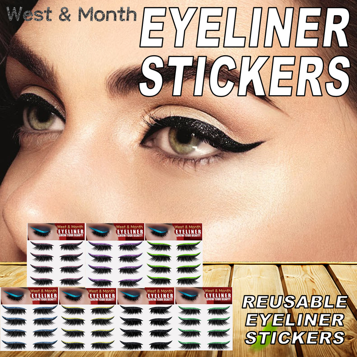 Pegatinas de pestañas y delineador