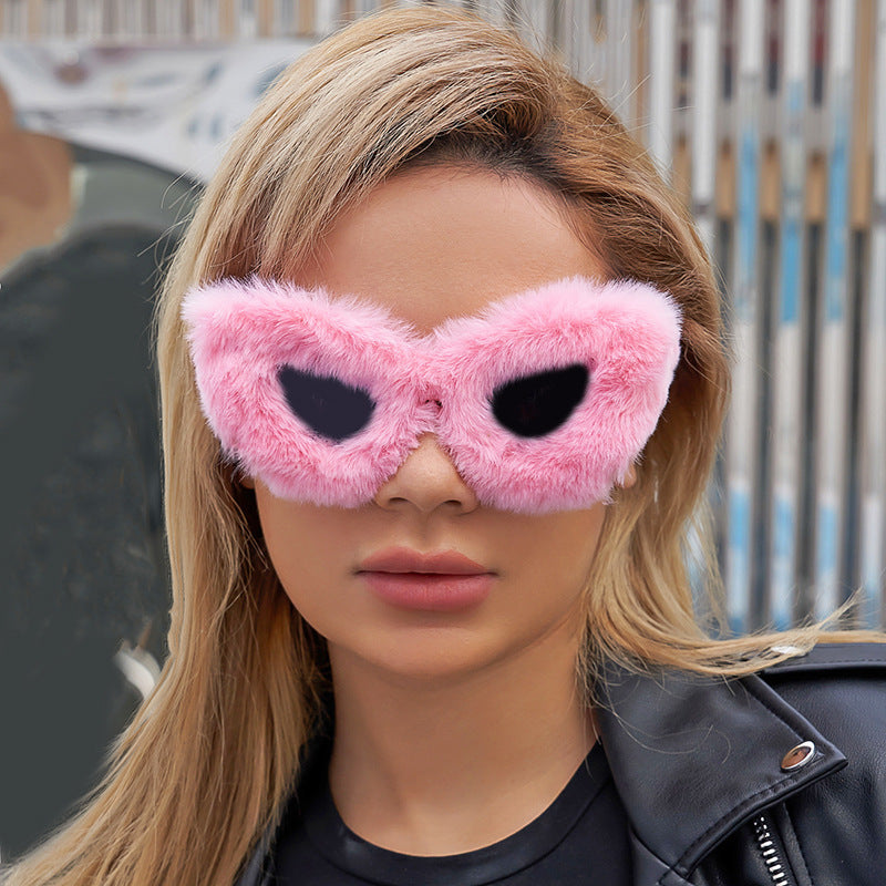 Gafas de sol de invierno con efecto peluche