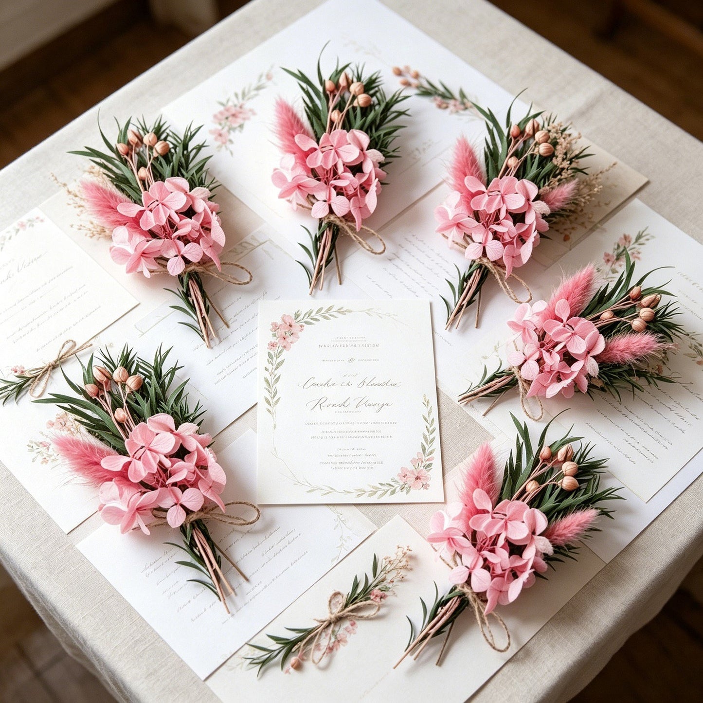 Set de 6 flores secas rosas