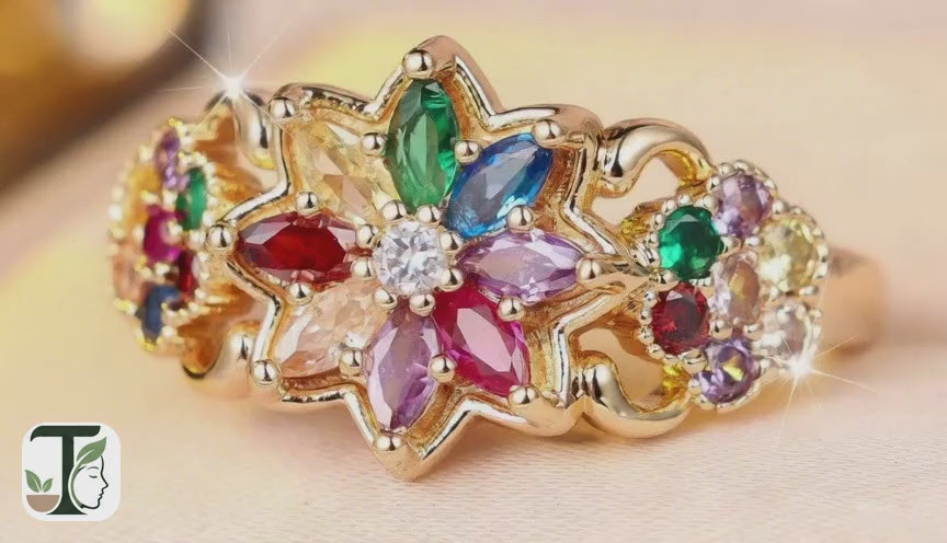 Anillo Floral Tridimensional Multicolor