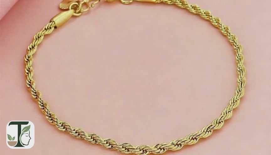 Pulsera Dorada 24K Trenzada 3mm
