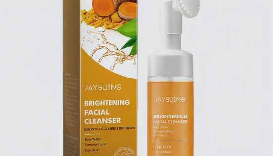 Jaysuing Turmeric Brightening Facial Cleanser With Built-In Silicone Brush, Gentle Oil Control Hydrating Pore Minimizing Face Wash